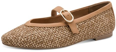 Marco Tozzi Damen Ballerinas weiches Feel Me Fußbett weiches Innenfutter Vegan Strap, braun (NUT Comb), 39 EU