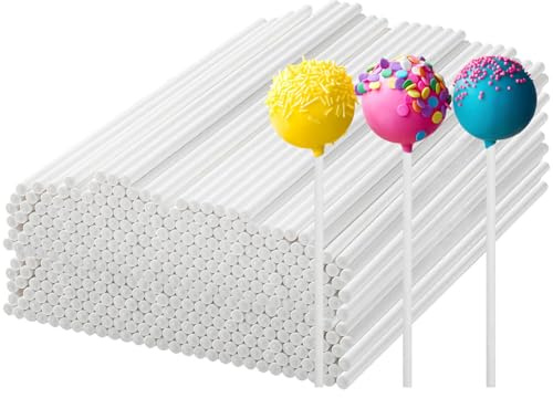 200 Stück Cake Pop Stiele, Weiß Cakepop Stieles, Cake Pop aus Maker, lollies,Mini Lollipop Weiss,Papierstäbchen für Lutscher, Bonbons, Pralinen, Kekse