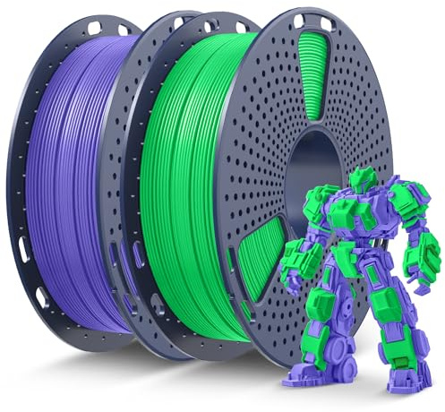 SUNLU PLA Plus Filament 1.75mm 1KG, Upgraded PLA+ 3D Drucker Filament, Maßgenauigkeit ±0.02mm, 0.5KG*2 Spulen (Grün+Lavendellila)