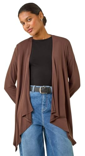 Roman Waterfall Cardigan for Women UK - Ladies Open Front Cardi Smart Casual Edge to Edge Daytime Everyday Summer Autumn Knitted Knitwear Long Sleeve Fashionable - Electric Blue - Size 12