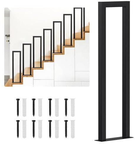 Daromigo Treppengeländer Innen,U-förmige Geländer Innen Höhe 95cm, Geländer Schwarz mit Installationszubehör,Treppengeländer für Balkone, Flure,Treppen