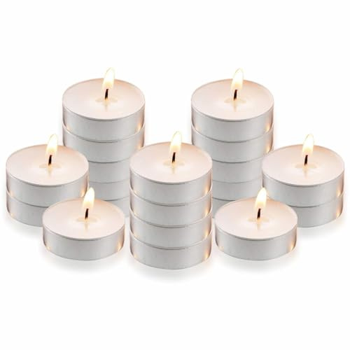 Tealights Unscented White Tea Light Candles Long Lasting 3 Hour Burn Time Small Night T Lights For Home Decor Family Dinner Birthdays Parties Wedding Room Table Centerpiece Decorative Accessory (20pk)