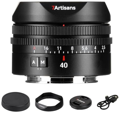 7artisans AF 40mm F2.5 Objetivo Full Frame 90g Lente para Montaje E | Enfoque automático/Manual, reconocimiento Ocular Humano, Compatible con Sony E A7M, A7R5, A7C, ZVE series, FX3