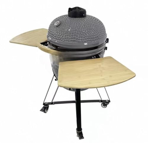 KIBONCY Gril de Barbecue en céramique en Forme d'œuf Extra Large de 25 Pouces, rôtissoire de Style américain for la Cuisine en Plein air(Grey)