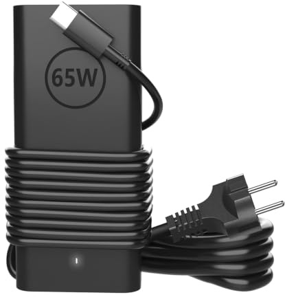 Cluvox Cargador 65W USB C para DELL Portátil,Compatible con DELL XPS 13 9250 9350 Latitude 5420 5520 5530 5430 Inspiron 14 16 7420 7425 7620 Chromebook 3100 Tipo C Adaptador para Ordenador