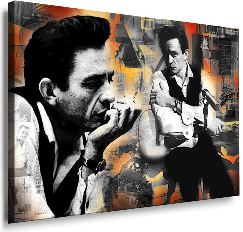 Johnny Cash Leinwand, Bild fertig auf Keilrahmen ! Pop Art Gemälde Kunstdrucke, Wandbilder, Bilder zur Dekoration - Deko. Musik Stars Kunstdrucke