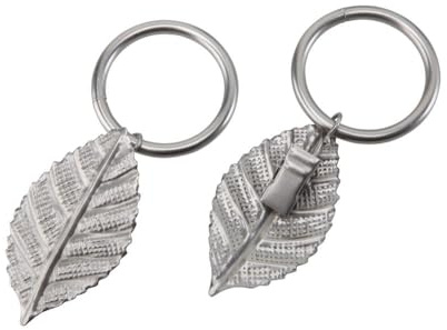 DécoProfi 10x Gardinenring Vorhangringe mit Klammern Motiv Blatt Matt-Chrom Ø 32mm I Ringe für Gardinenstangen bis Ø 28mm I Geeignet für Vorhang-Gardinenstange