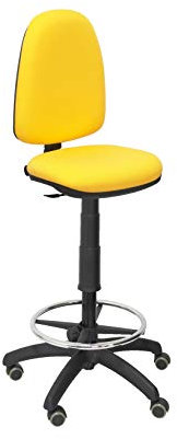 Piqueras Y Crespo T04CP Ayna bali- Taburete ergonómico, regulable en altura, aro reposapiés y ruedas de parquet, 100/123x46x40 cm, Amarillo