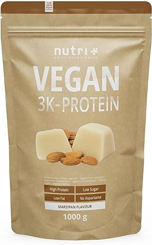 Nutri + Protéine Vegane Pâte d'amande 1kg - 83% de protéines - poudre de protéine 3k hiver - poudre de protéine sans lactose low sugar + sans gluten - 1000g sans sucre ajouté