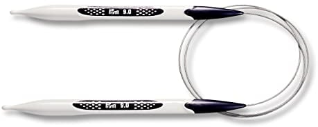 PRYM Rundstricknadel, ergonomisches Design/Nadeln, Kunststoff, Mehrfarbig, 9 mm, 80 cm, Alabasterweiß
