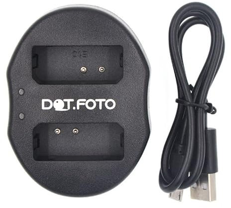 Dot.Foto LP-E10 Chargeur de Batterie Double USB pour Canon EOS 1100D, 1200D, 1300D, 1500D, 2000D, 3000D, 4000D
