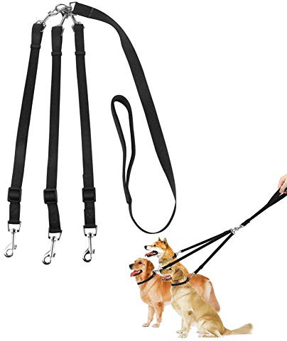 ASOCEA 3 in 1 Hund Leine Kupplung Verstellbar Abnehmbarer Nylon DREI Wege Hund Leine für One/Zwei/DREI Hund Katzen Haustier