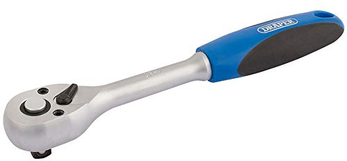 Draper 16428 72 Tooth Square Drive Reversible Soft Grip Ratchets 3/8 Length , Blue