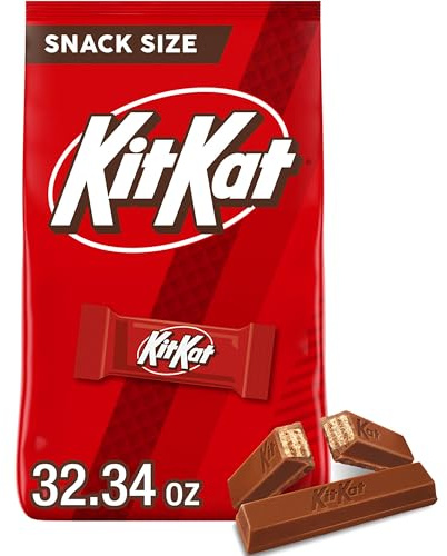 KIT KAT Milk Chocolate Wafer Snack Size Candy Bars, Holiday Candy, 32.34 oz Bag