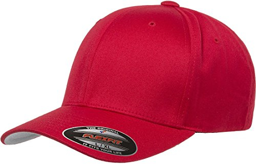 Flexfit Unisex Men's Athletic Baseball Fitted Cap Kappe, rot, L-XL