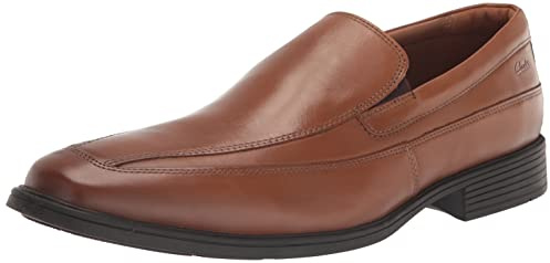 CLARKS - Mens Smart - 8 UK - Clarks Tilden Free Dark Tan Lea - Dark Tan - 14 UK - Standard