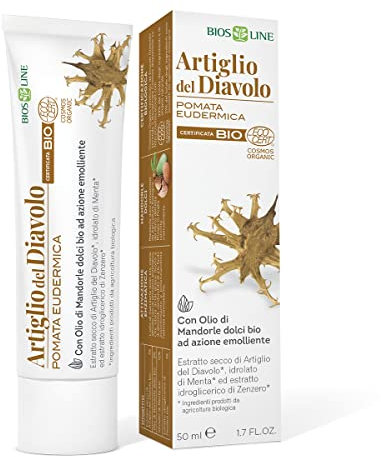 BIOS LINE Pomata Eudermica Artiglio Del Diavolo BIO, Crema Massaggio, Azione Emolliente Per Massaggi in Caso Di Tensioni Localizzate, Con Olio di Mandorle Dolci , 50 ml