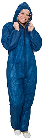 10 x Einweg Overall Blau Gr. M | Maleroverall Schutzanzug für leichte Malerarbeiten, Lackierarbeiten, Reinigungsarbeiten | Maleranzug Schutzkleidung Lackieranzug Einweganzug Overall mit Kapuze