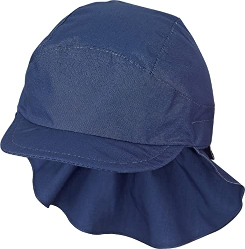Sterntaler Schirmmütze Nacken Basic - Unisex Baby- und Kinder Mütze mit Nackenschutz - UV-Schutz 50+ Hut aus Popeline (Bio) - leichte Sommer Kopfbedeckung mit Gummiband - blau, Größe 57