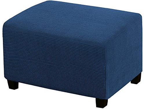 GEBIN Stretch Ottoman Cover, Ottoman Schonbezug 1 Stück, Sofabezug, Jacquard Hockerbezug Überwürfe Elasticher, Storage Ottoman Covers Möbel Protector Soft Rectangle Schonbezug (Navy,X-Large)