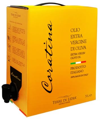 Terre di Lidia - Olio extravergine di oliva - 1 bag in box (5 L) - scatola con rubinetto laterale - Filiera corta, Campagna 2024/2025 - Varietà Coratina, Gusto intenso - Produzione 100% italiana
