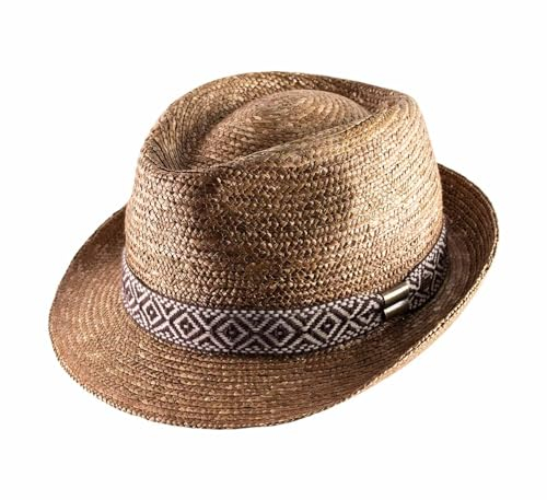 B Couture - Chapeau Trilby Paille Homme ou Femme Maël - Taille 62 cm