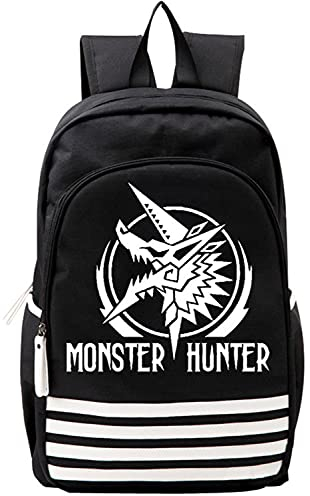WANHONGYUE Japanese Anime Cartoon Streifen Backpack Schultasche Schüler Laptop Rucksack Cosplay Freizeittasche Daypack Monster Hunter 1