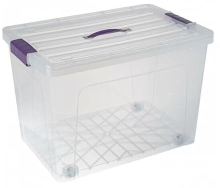 COMFORT TIME Plastic Storage Box Boxes Lid Food Container Home Office Box Lockable Stackable (70L), Clear