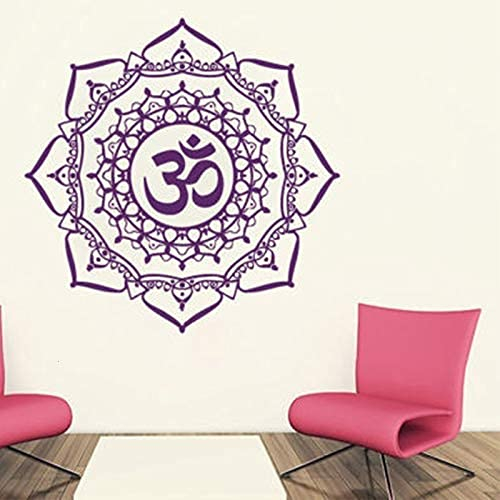 Wandtattoo Zitate Serie, Wandtattoo Kunst, Mandala Yoga Om Symbol Indien 56X56 Cm