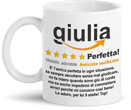 Gattablu Tazza mug 11 oz Recensione divertente PERSONALIZZABILE amica, personalizzata con nome, 5 stelle, scrivi la tua dedica!