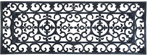 Yorkshire Homeware Classic Rubber Iron Coir Door Mats Heavy Duty Wrought Effect Non-Slip Indoor/Outdoor Use Black Mats (Large:45 x 120cm)