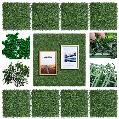 Bybeton Künstliche Buchsbaum-Wandpaneele, 50,8 x 50,8 cm, UV-Anti-Gras, Wand-Hecke, Formschnitt, Pflanzenpaneele für drinnen und draußen, Sichtschutz und Garten, Balkon, Zaun, Sichtschutz-Dekor