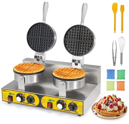 Dyna-Living Commercial Waffle Maker Double Head Waffle Iron for Restaurant