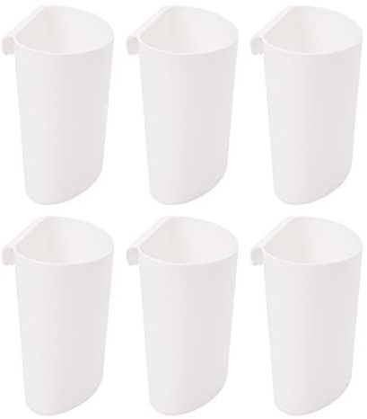 JAKAGO Hanging Cups for Storage Trolley & Cutlery Rack, 6-Pack Storage Small Hanging Cup Holder, Multifunctional Removable Storage Cart Accessories (White)