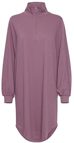 b.young BYUSARA Dress Damen Sweatkleid Freizeitkleid Kleid mit Troyer-Kragen verdeckter Reißverschluss Weite Ärmel mit schmalem Bündchen Loose-Fit, Größe:S, Farbe:Grapeade (183211)