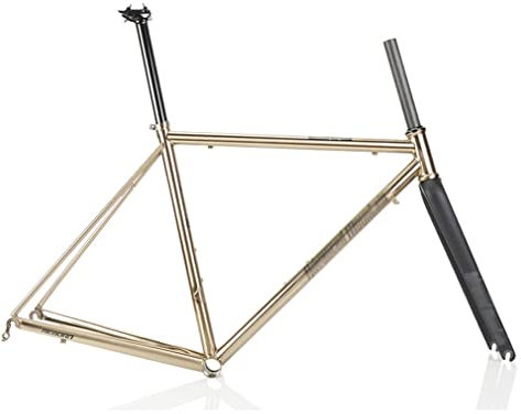 QHIYRZE Cr-Mo-Stahl Rennrad-Rahmensatz 700c C Bremse Rahmen 45/47/49/51/53/55cm Schnellspanner Straße Rahmen BSA68mm (Color : Gold, Size : 47cm)