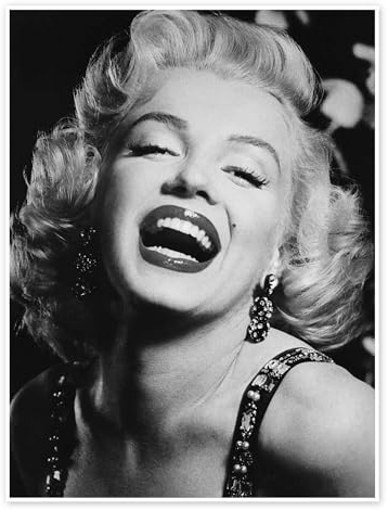 Marilyn Monroe Lipstick Poster 50 x 70 cm | Pop Monochrom Fotografie Schwarz Weiß Vintage Nostalgie Klassiker Kult Porträt Gesicht Lippenstift Blondine Schönheit Diva