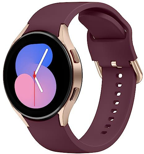 Tobfit Bracelet de rechange sport en silicone pour Samsung Galaxy Watch 6, Galaxy Watch 5/Watch 4 40 mm, 44 mm, Galaxy Watch 5 Pro, 20 mm pour Samsung Galaxy Watch 6/Watch 4 Classic (bordeaux)
