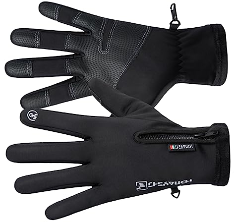 PACKOVE XXL Größe Warme Herren Handschuhe Touchscreen Fahrradhandschuhe Winddicht und Schwarz