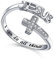 DAOCHONG Kreuzring aus 925er Sterlingsilber mit Gravur „I Can Do All Things Jesus“-Kreuz, verstellbarer Ring, religiöses Ostergeschenk für Frauen, Mädchen, Christen, 57
