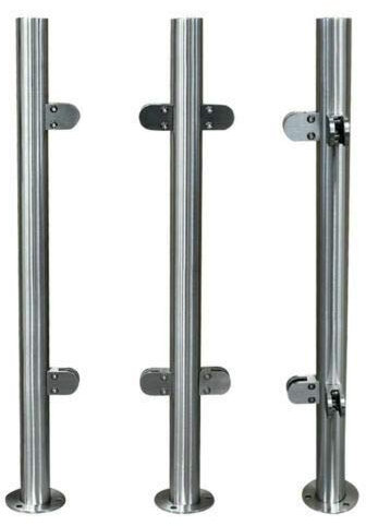 Panoroof 316 Grade Balustrade Poles - High Quality Grit Marine Stainless Steel Posts & Clamps (End Pole 2 Clamps Stainless Steel (2pcs))