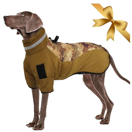 Vivi Bear Giacca impermeabile per Cani di Taglia Grande, Giacca Calda Invernale, Gilet per Cani, Cappotto Invernale per Cani con Imbracatura, Anello a D e Design Riflettente, Abbigliamento per Cani