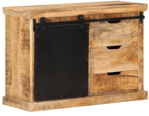 vidaXL Sideboard 80x30x55 cm Massives Raues Mangoholz