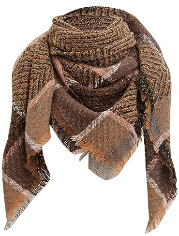 Ztexkee Trendiger Damen-Schal, gemütlich, warm, Winter, Herbst, stilvoll, weich, groß, warm, lang, mit Quaste, Typ 3, M