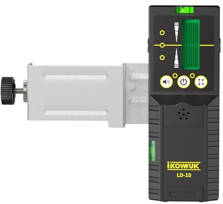 IKOVWUK Détecteur Laser Pour Laser à Impulsions, Numérique Récepteur de Laser Vert, Utiliser avec Lasers à Ligne Distance Jusqu'à 50-60m, avec Écrans LCD Rétroéclairés des Deux Côtés