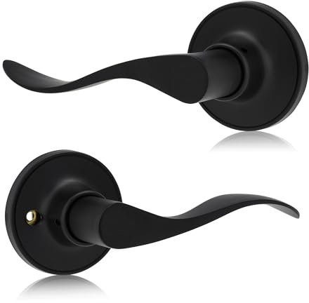 XFORT Cabriole Passage Knob Set Matt Black, Door Knob for Internal Wooden Doors, Complete Set with Tubular Latch