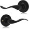 XFORT Cabriole Passage Knob Set Matt Black, Door Knob for Internal Wooden Doors, Complete Set with Tubular Latch