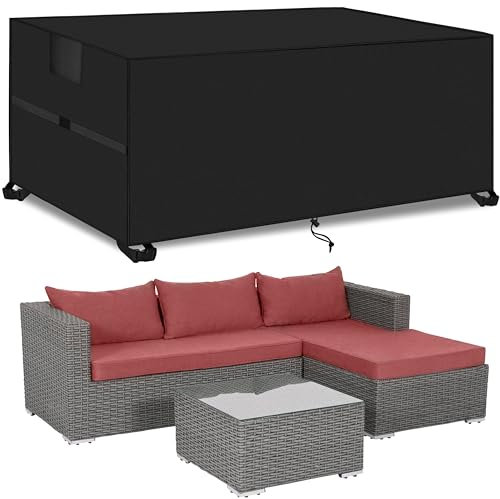 Outdoor Garden Furniture Covers,200*160*74cm,Waterproof with Air Vent, 420D Heavy Duty Oxford Fabric,Patio Furniture Cover for outside Rectangle,Rectangular Table and Chair Set, Rattan Furniture Set