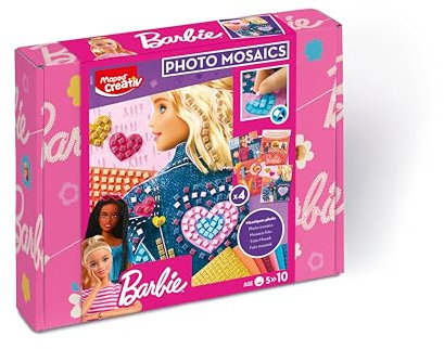 Maped CREATIV - Kreativ- und Bastel-Set PHOTO MOSAICS - BARBIE - intuitive Mosaik-Aktivität mit Barbie-Illustration - bunte, selbstklebende Mosaikbögen - ab 5 Jahre