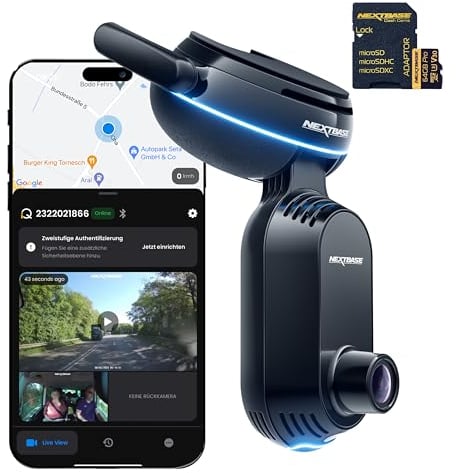 Nextbase IQ 4K Smart Dash Cam - (LATEST December UPDATE) Nextbase Dash Cam with Inbuilt Cabin Car Cam - Live View, Smart Parking, Witness Mode, SOS Response, Voice Control, 4G 4K IQ